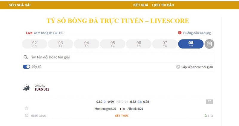 Xem kết quả thi đấu vô cùng dễ dàng tại trang
